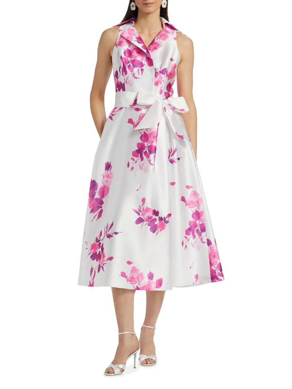 Rickie Freeman for Teri Jon Pique Mikado Floral Cocktail Dres